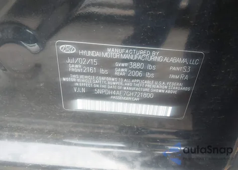 2016 Hyundai Elantra Se из США, поврежденный, VIN 5NPDH4AE7GH721800